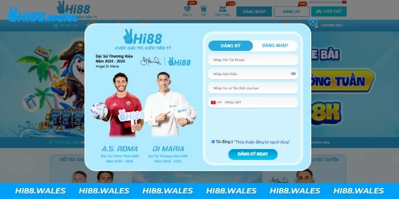 Form đăng ký tài khoản Hi88