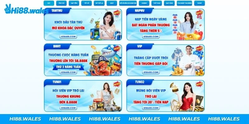 Hi88 cung cấp đa dạng khuyến mãi cho toàn bộ người chơi