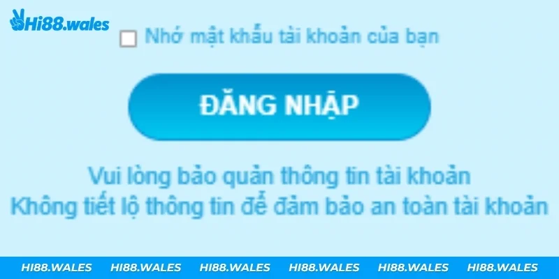 Nhấn nút đăng nhập màu xanh để truy cập tài khoản Hi88